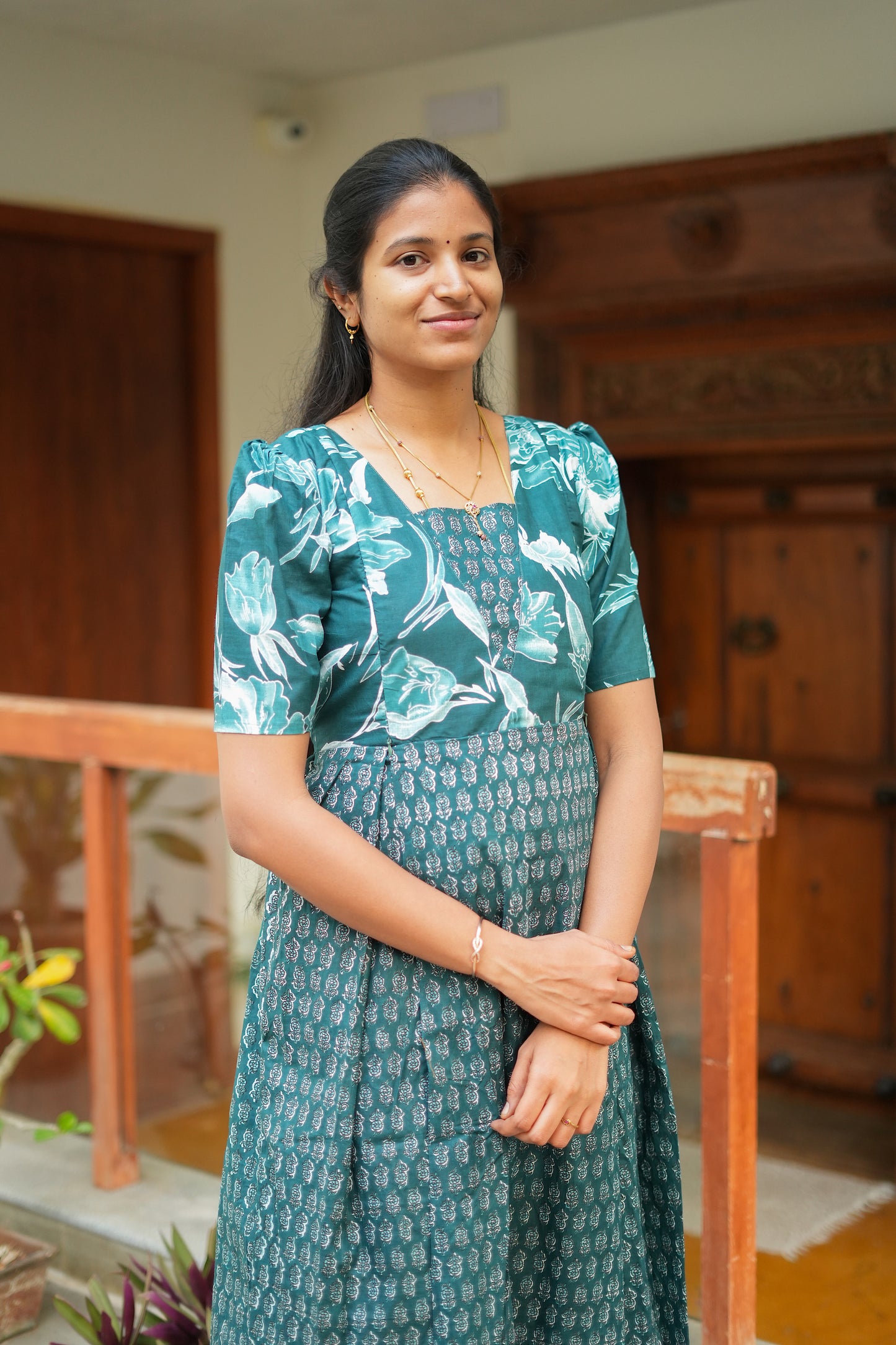 Nisha - Teal Green Maxi Nighty