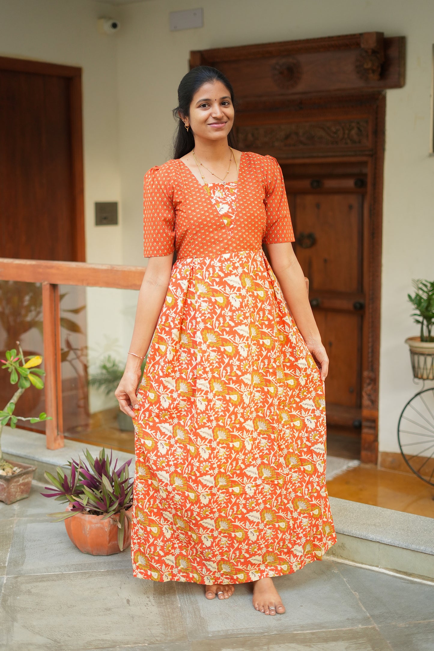 Nisha - Orange Maxi Nighty
