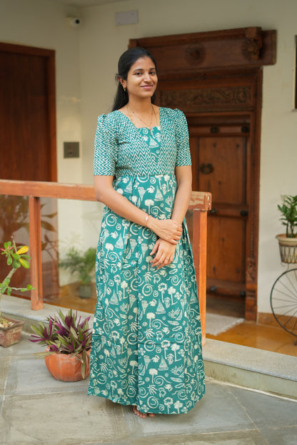 Nisha - Sea Foam Green Maxi Nighty