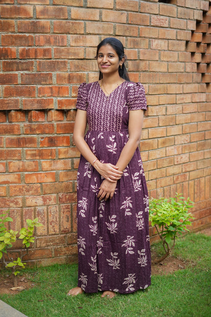 Mullai -  Deep Plum Maxi Nighty