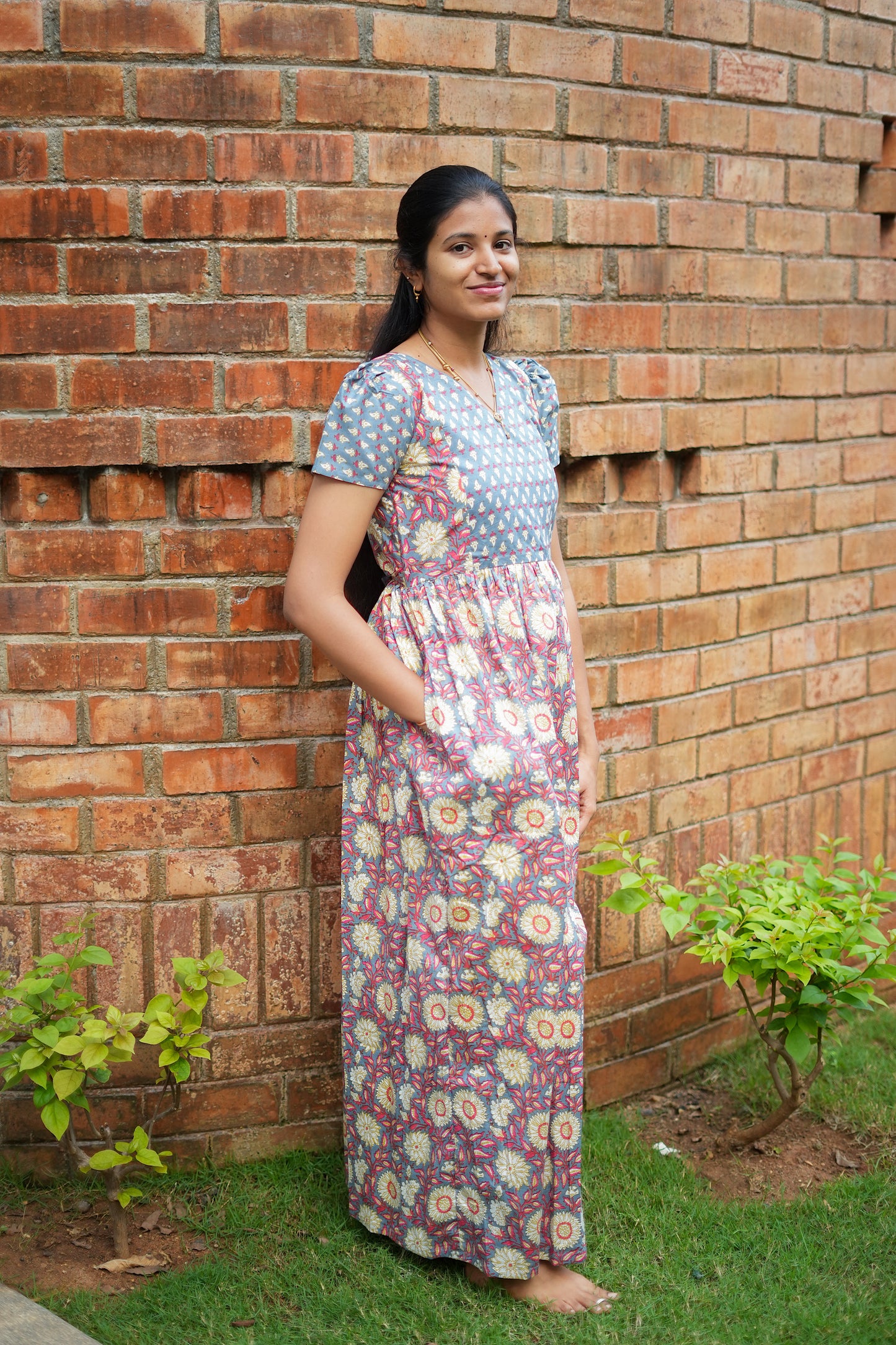 Mullai -  Powder Blue Maxi Nighty