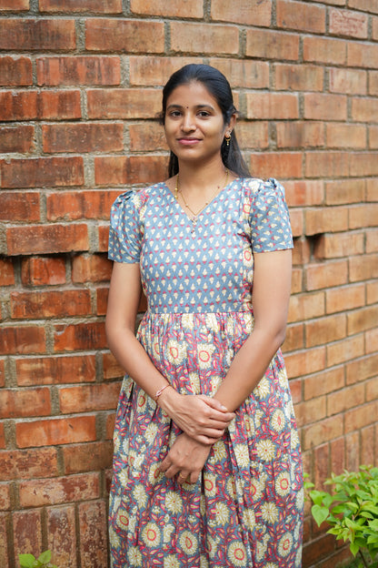 Mullai -  Powder Blue Maxi Nighty