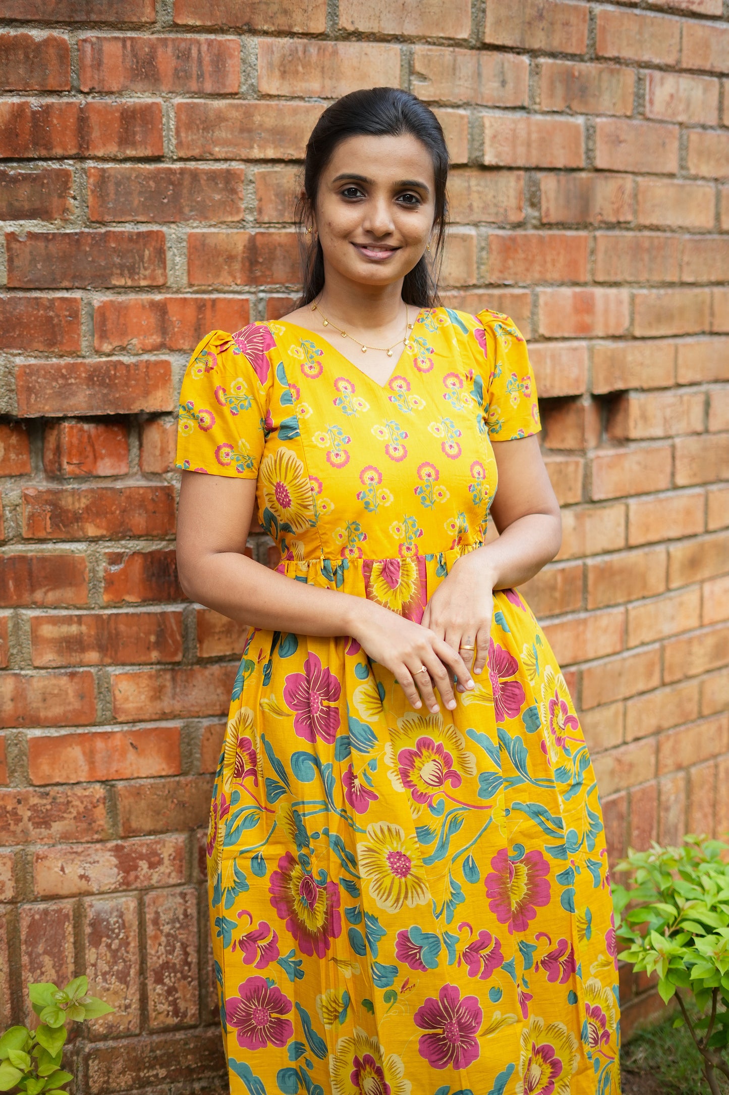 Mullai -  Golden Yellow Maxi Nighty