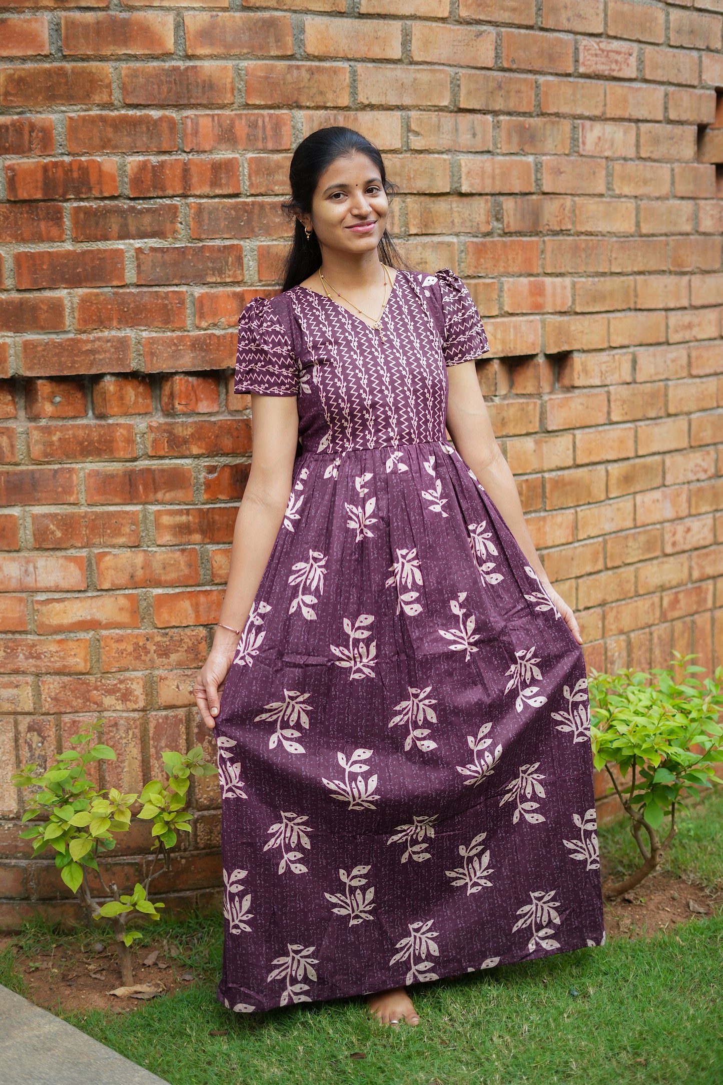 Mullai -  Deep Plum Maxi Nighty