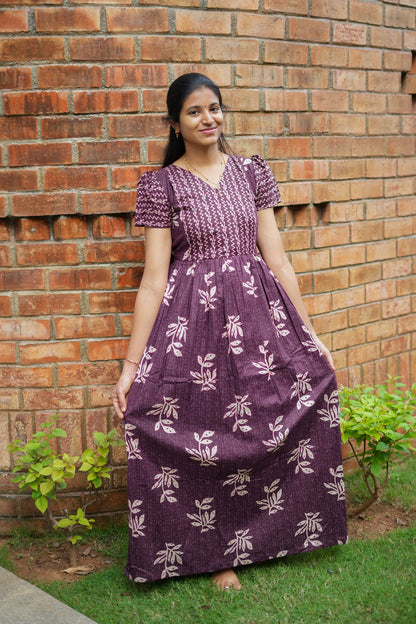 Mullai -  Deep Plum Maxi Nighty