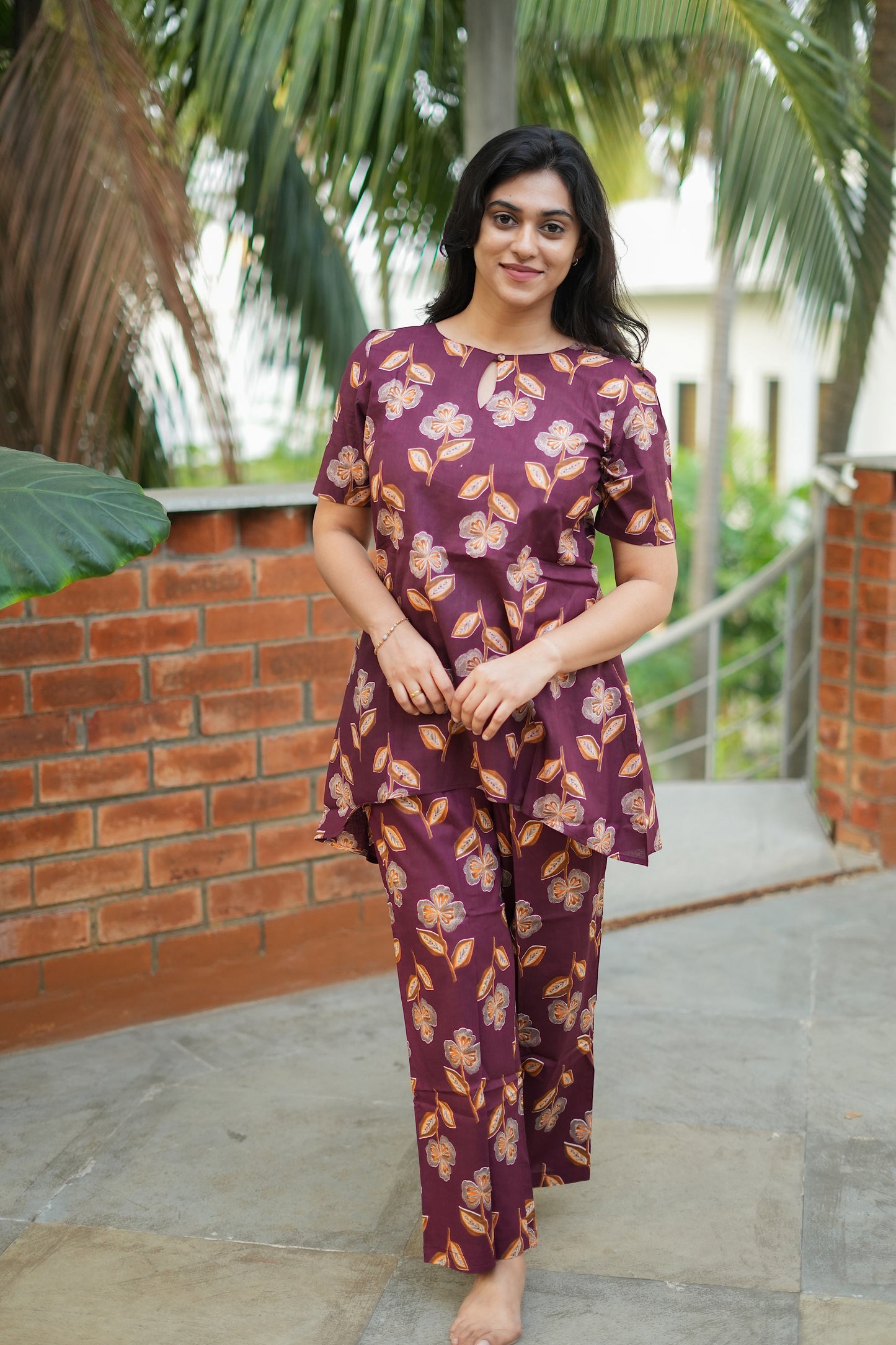 Heera - Deep Maroon Night Suit