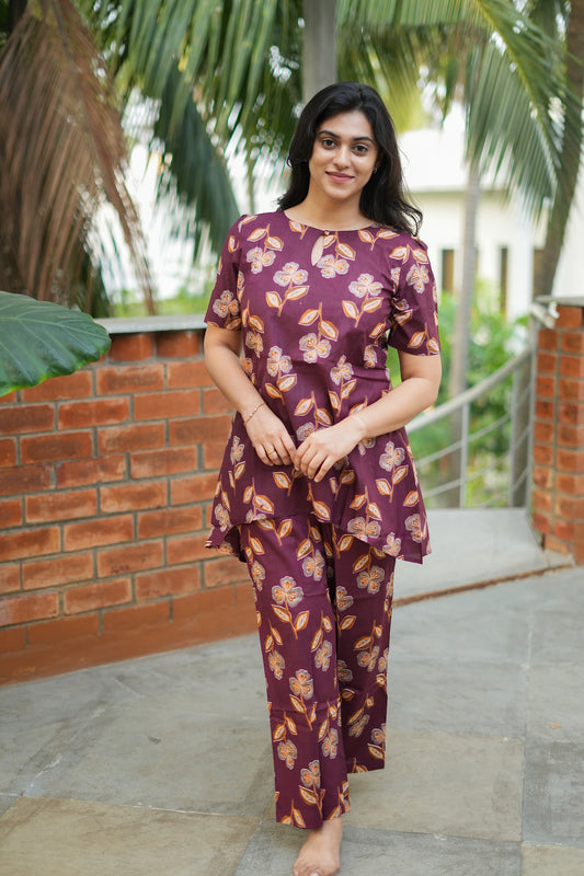 Heera - Deep Maroon Night Suit