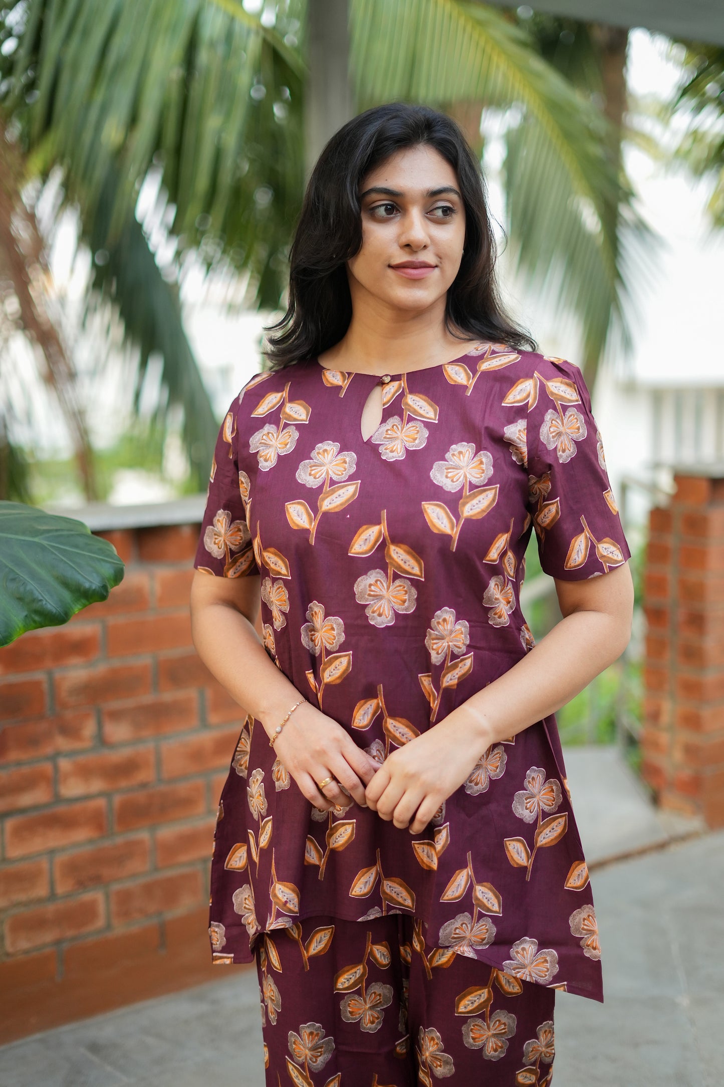 Heera - Deep Maroon Night Suit