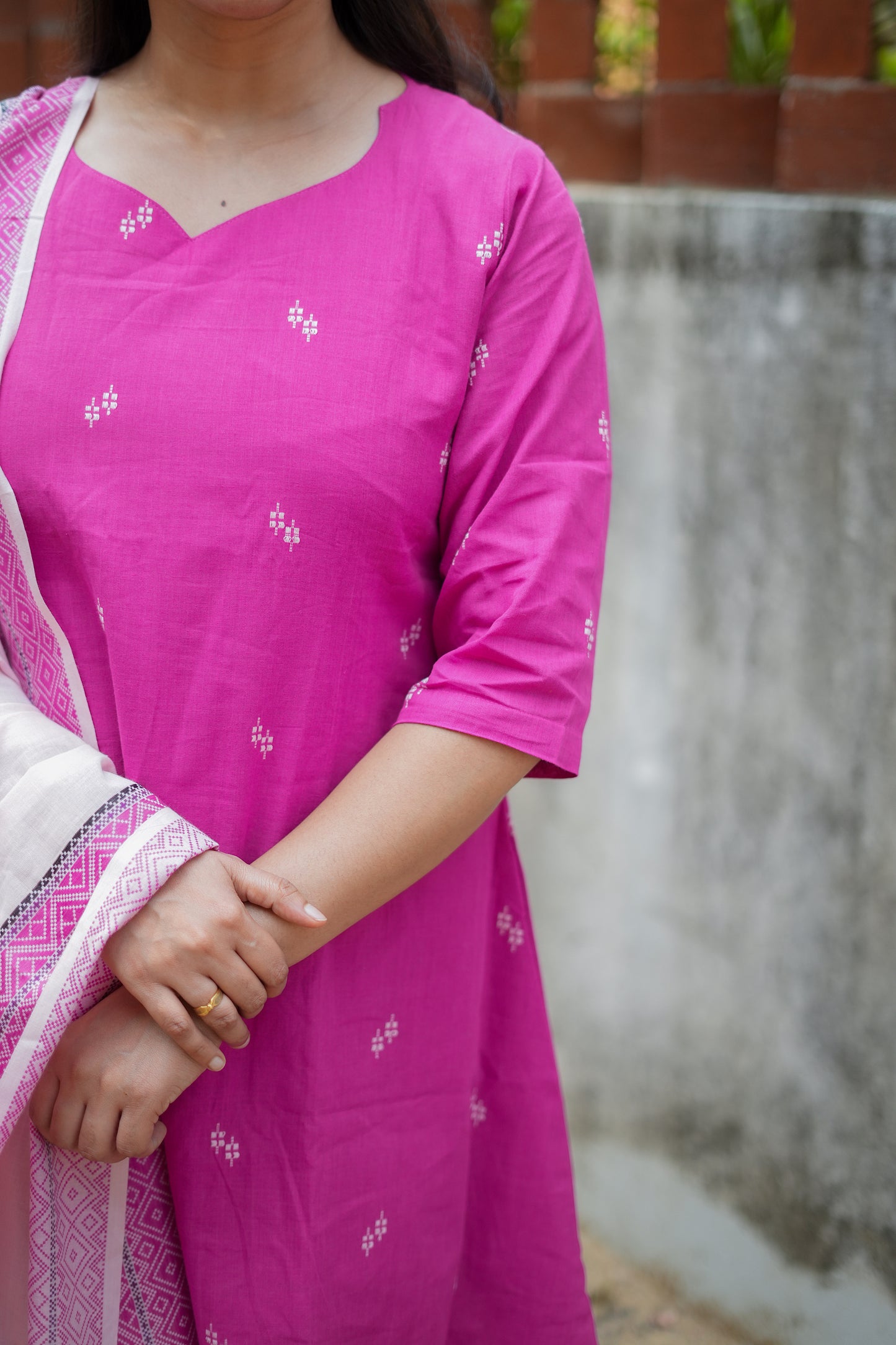 Daksha - Pink Cotton  3 Pcs Set