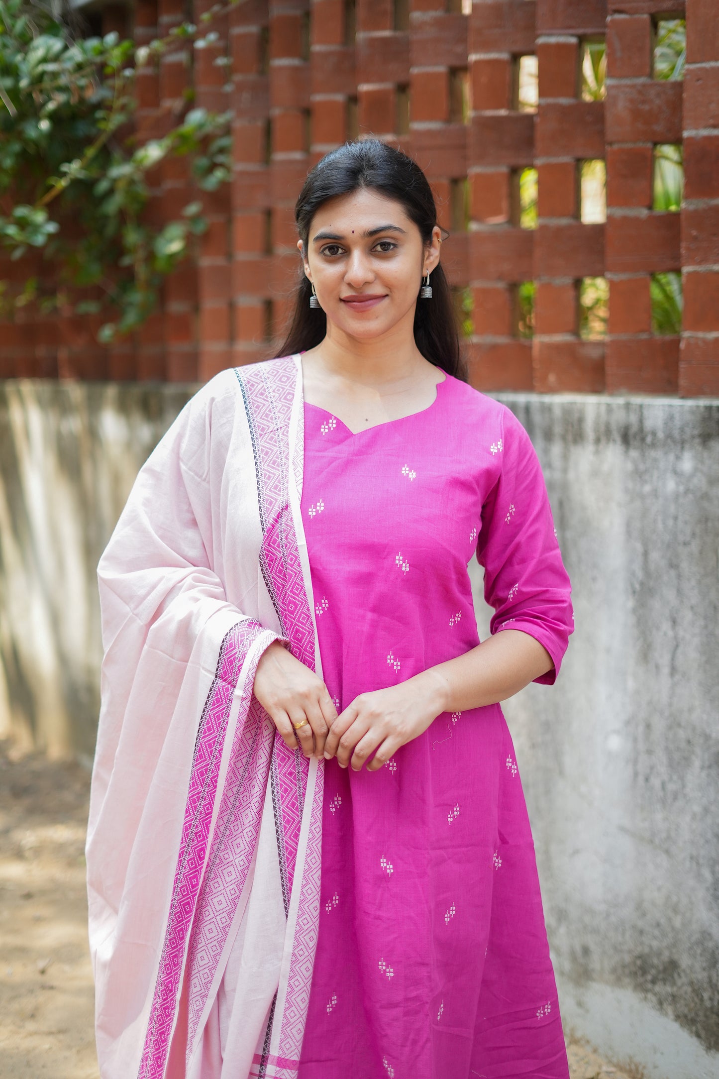 Daksha - Pink Cotton  3 Pcs Set