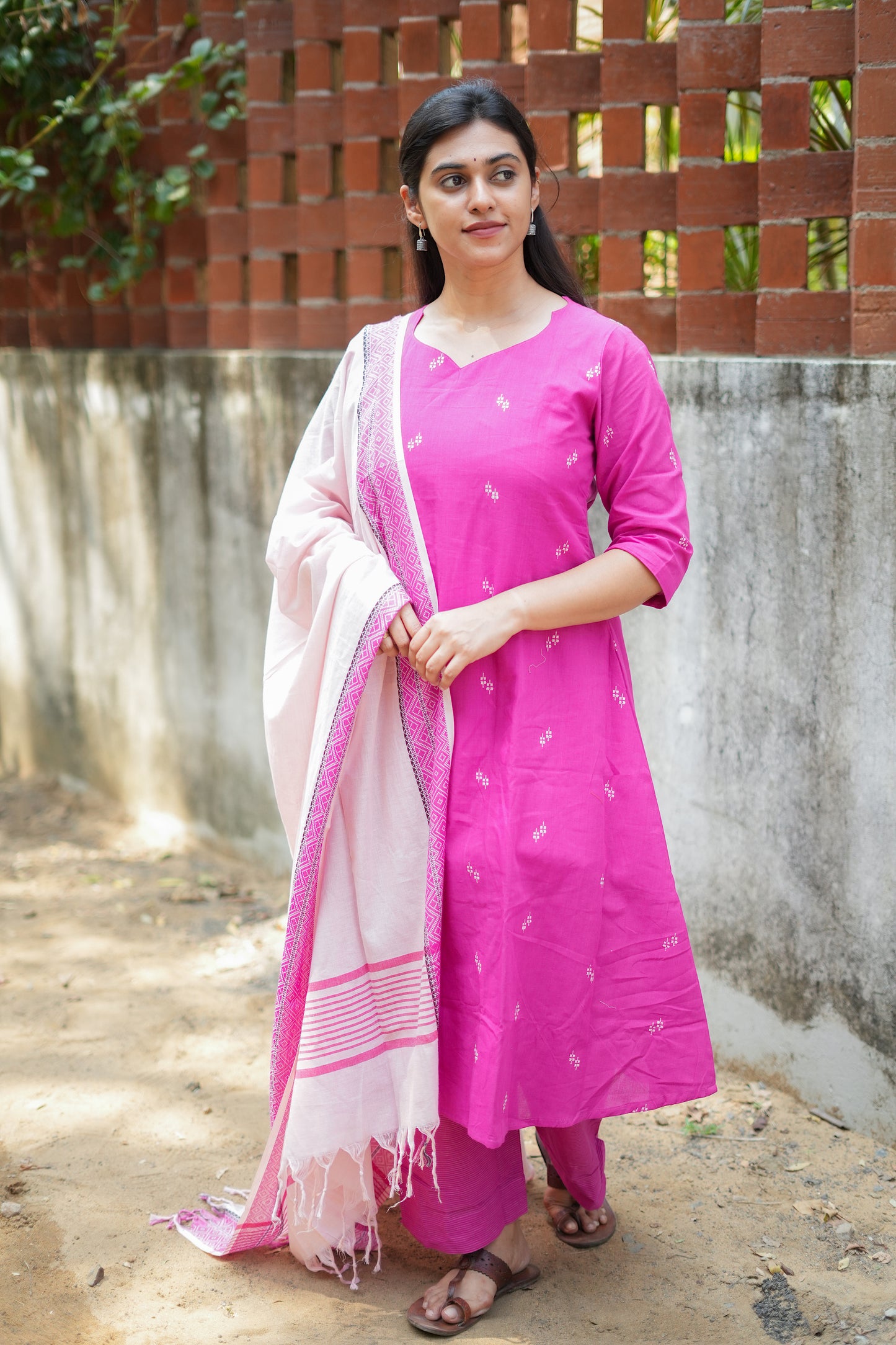 Daksha - Pink Cotton  3 Pcs Set