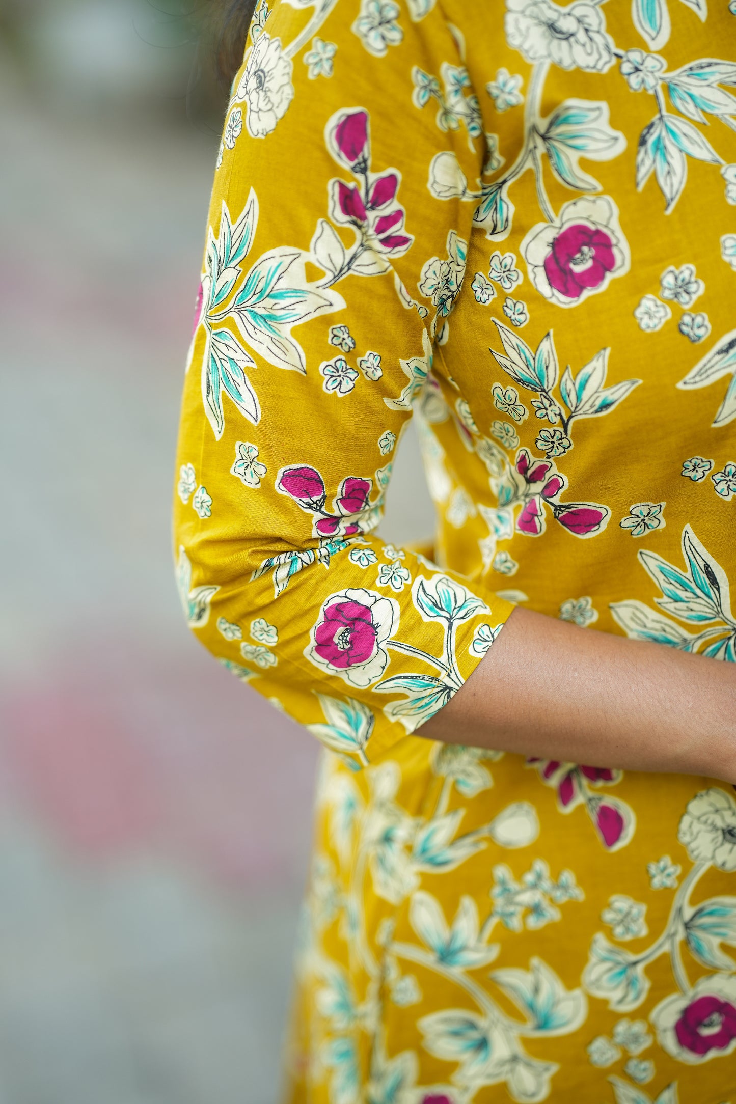 Krisha - Yellow Cotton Midi Length Dress