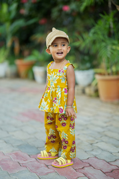 Krisha - Yellow Kids Cotton Co-ord Set