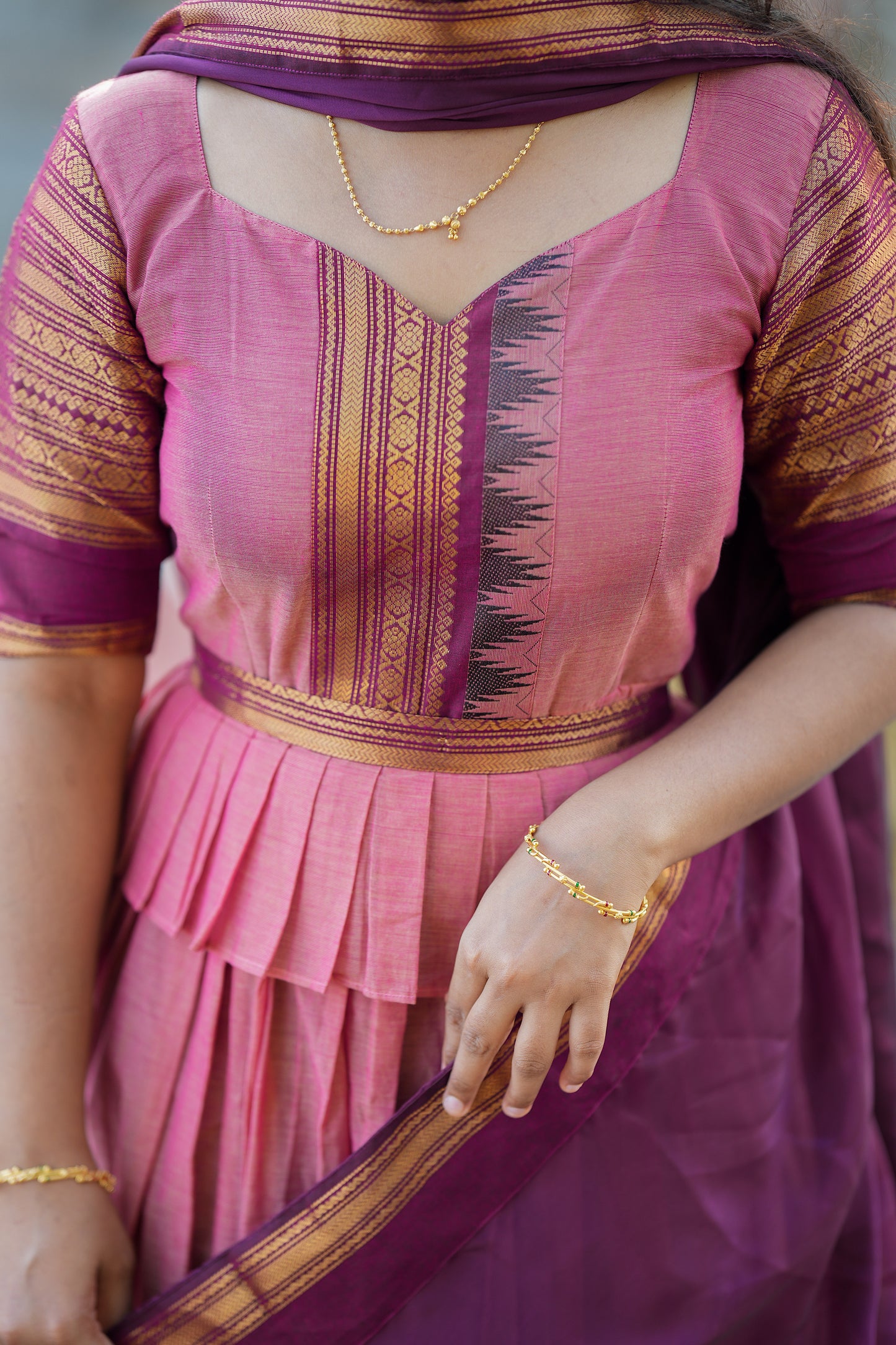 Aadhirai - Pink Cotton 2 In 1 Maxi