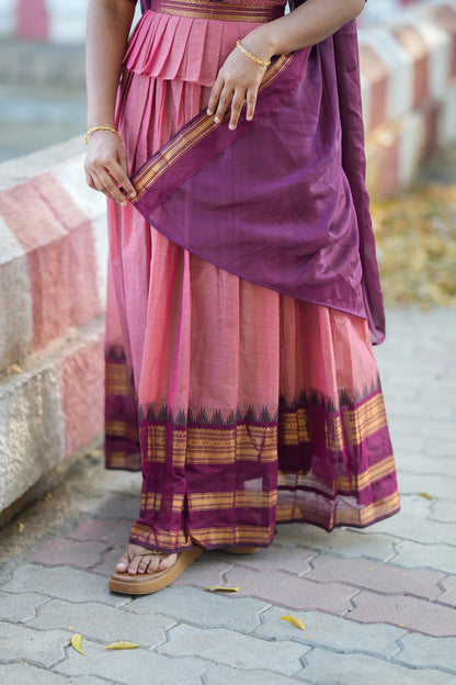 Aadhirai - Pink Cotton 2 In 1 Maxi