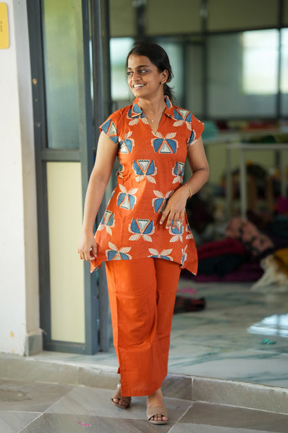 Leela -  Orange Short Top And Palazzo Pant