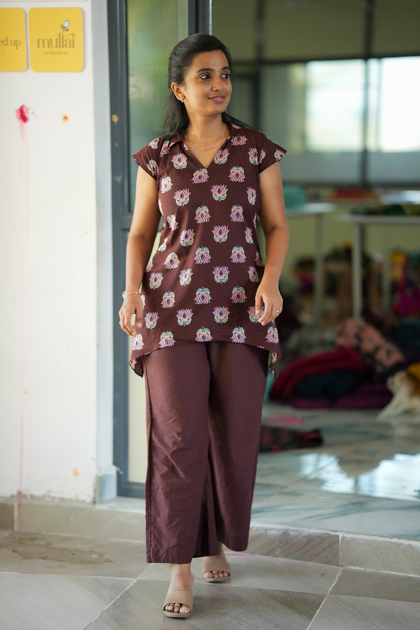 Leela -  Brown Short Top And Palazzo Pant