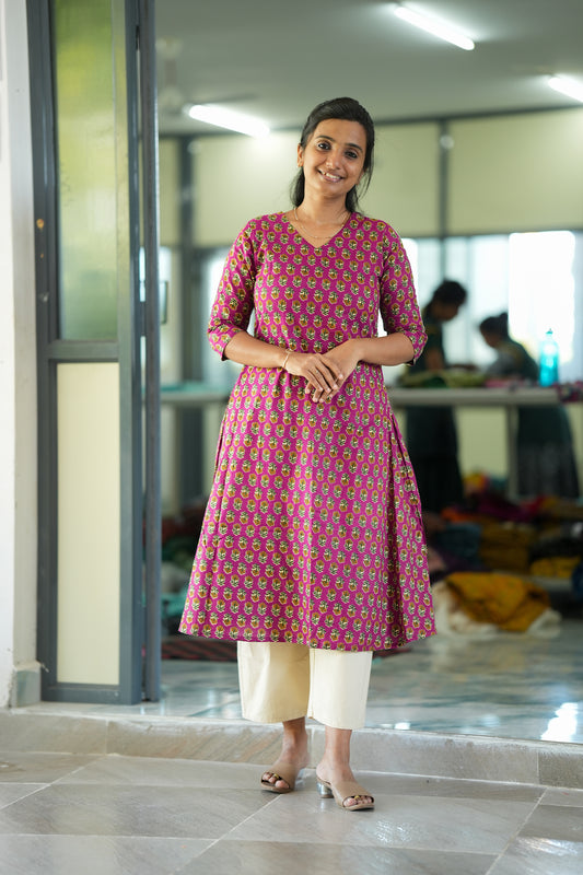 Bhavika -  Mulberry Aline Kurti