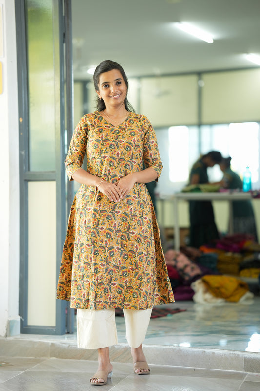 Bhavika -  Mustard Aline Kurti