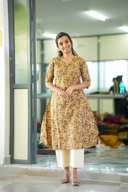 Bhavika -  Mustard Aline Kurti