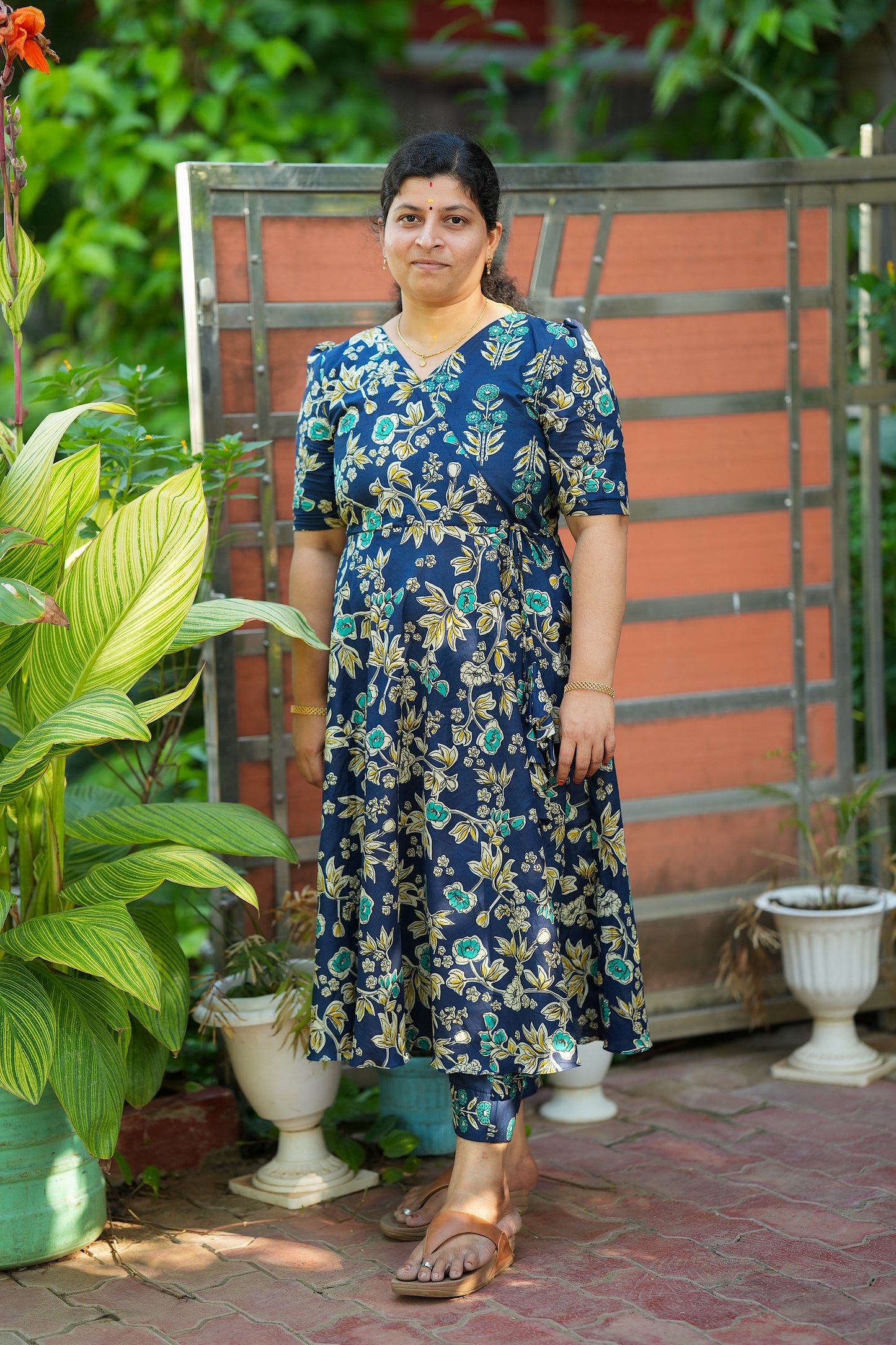 Dhanya -  Royal Blue Cotton Anarkali Kurti Set