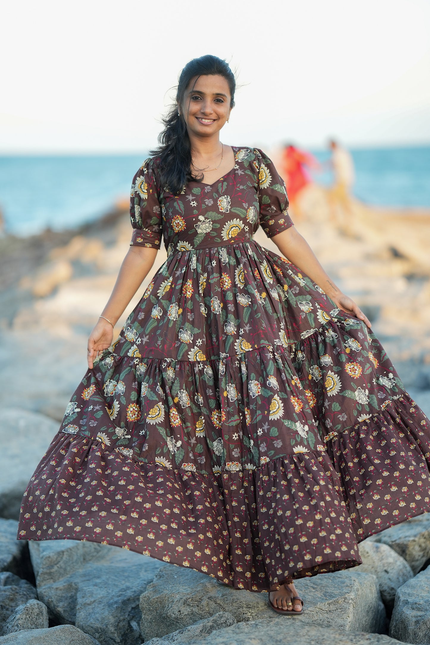 Medha - Brown Cotton Full Maxi
