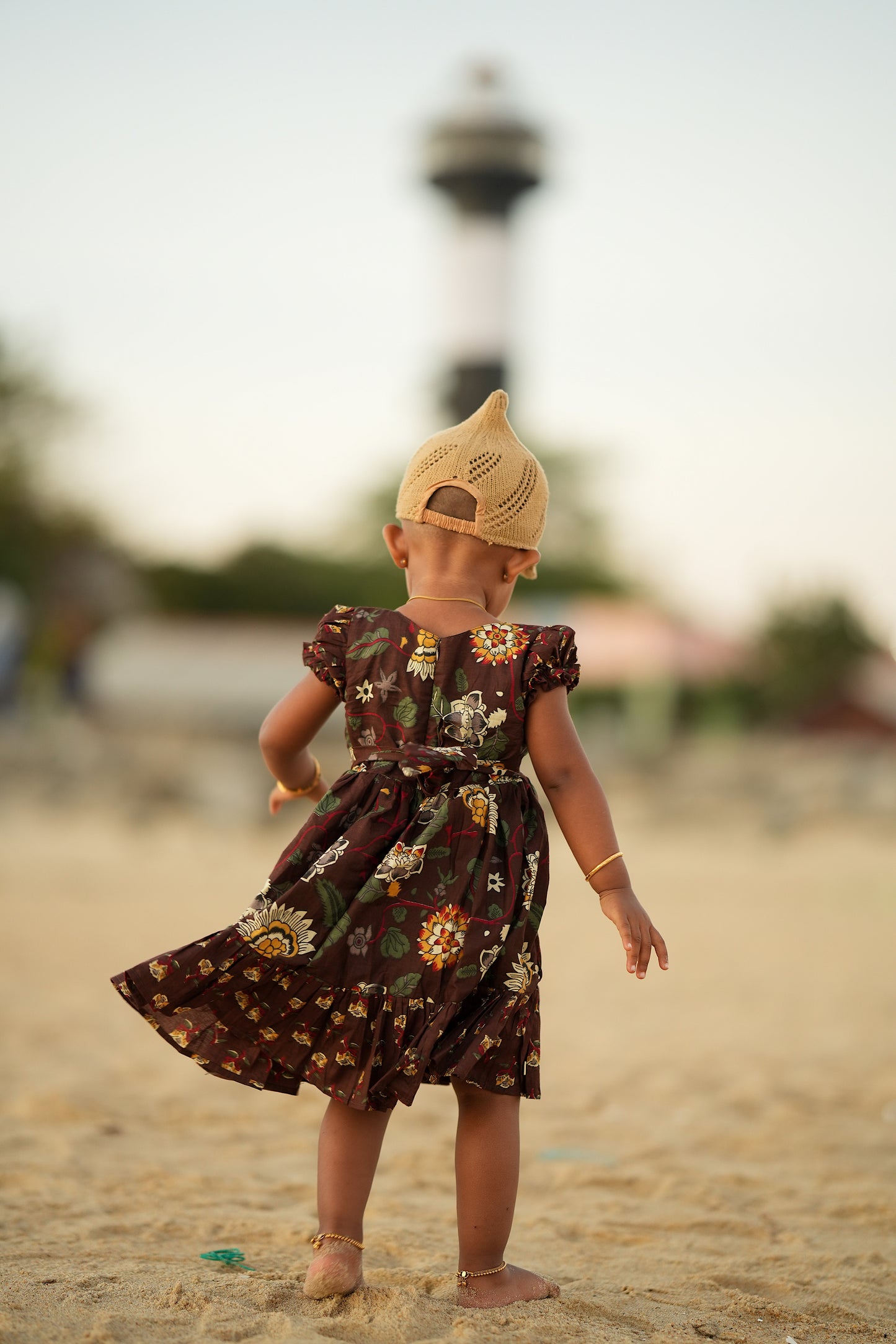 Medha - Brown Kids Cotton Frock