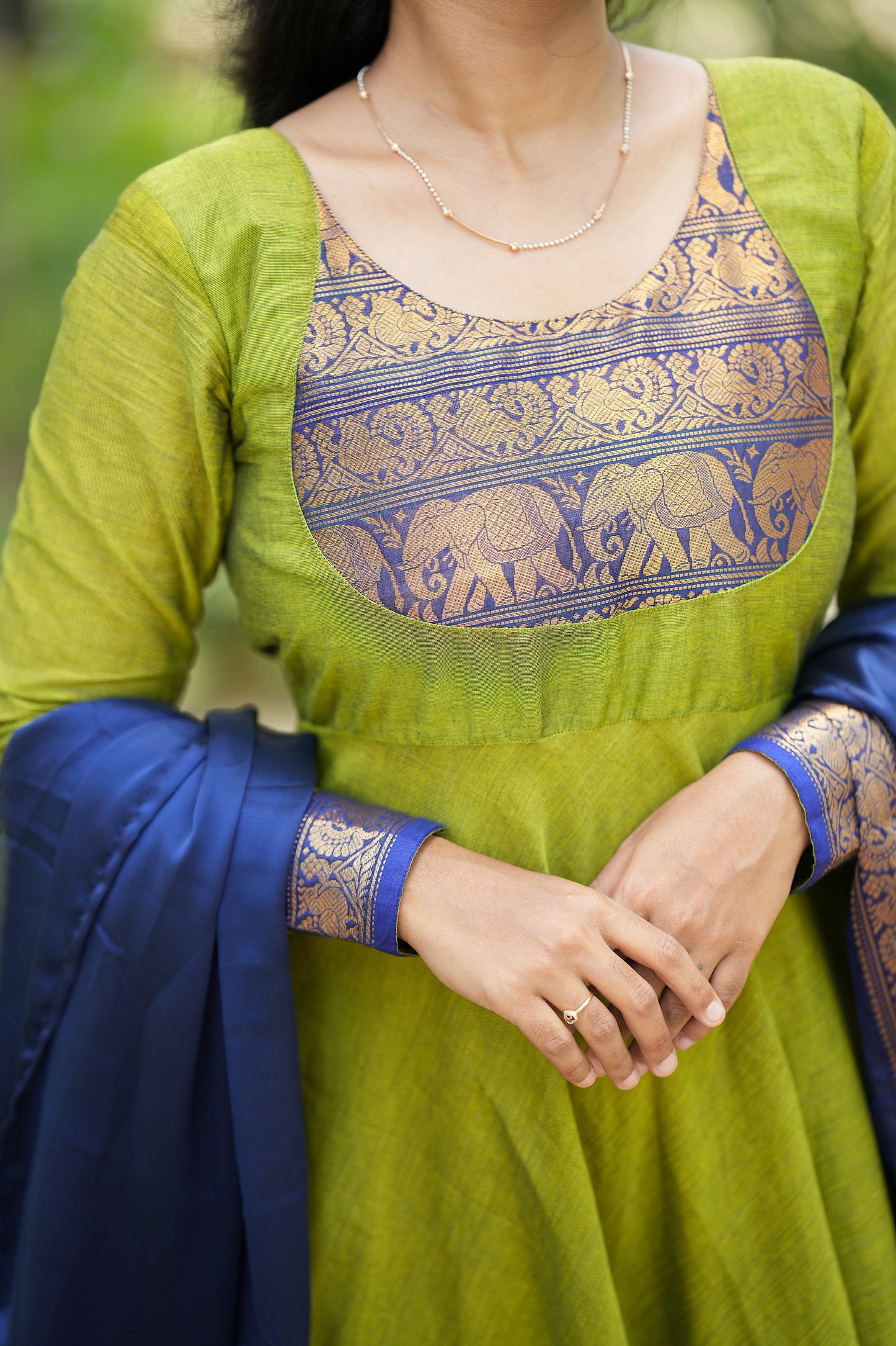 Vedhika - Green Cotton Anarkali 2 Pcs Set