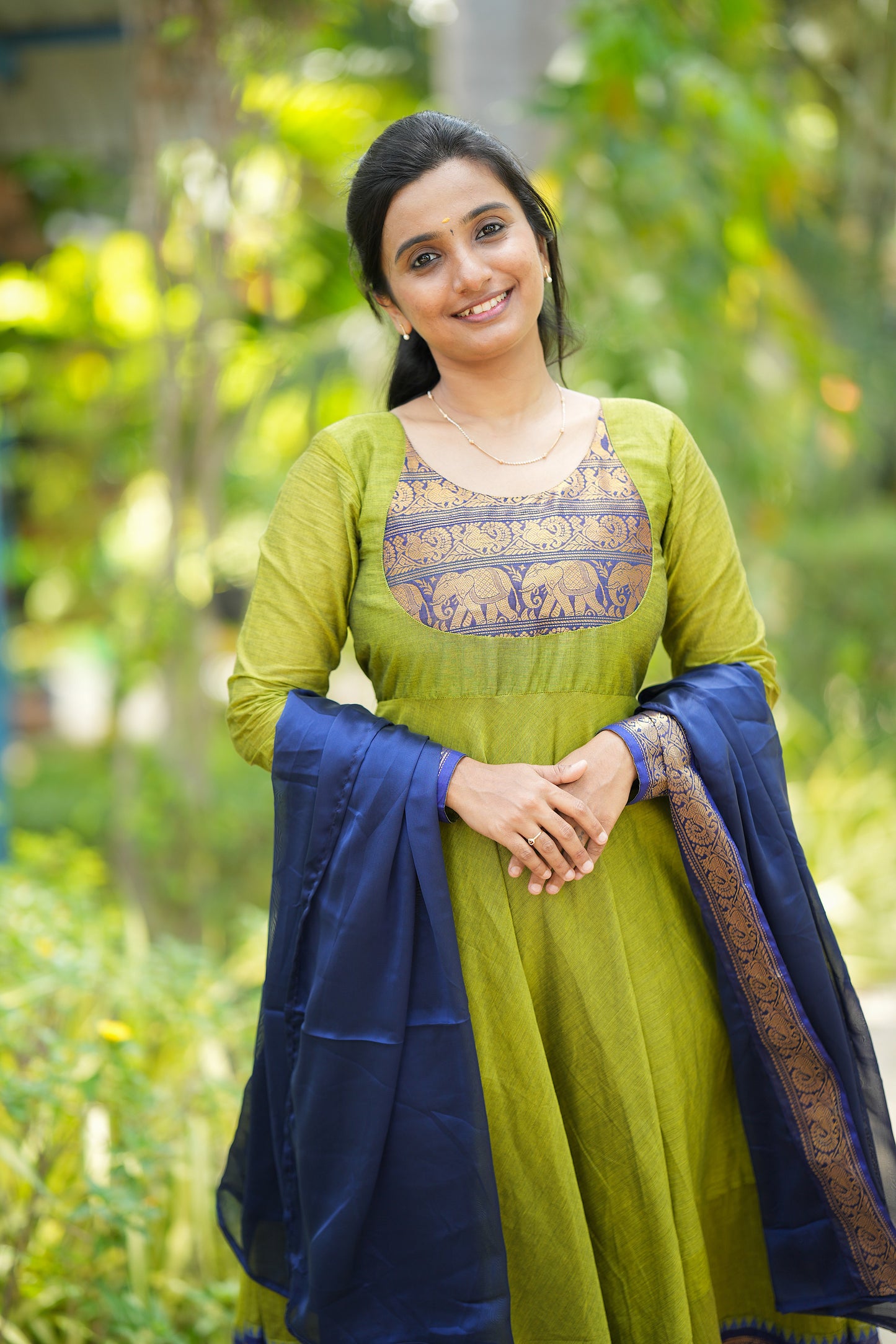 Vedhika - Green Cotton Anarkali 2 Pcs Set