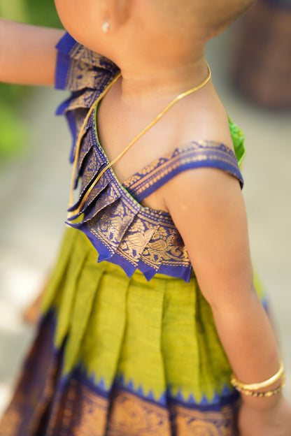 Vedhika - Green Cotton Kids Frock