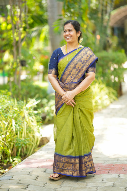 Vedhika - Cotton Saree with Zari Border