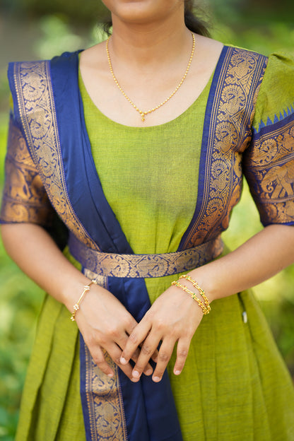 Vedhika - Green Cotton Multiwear Ethnic Set