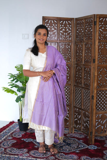 Pragya - Ivory Raw Silk Kurti Set