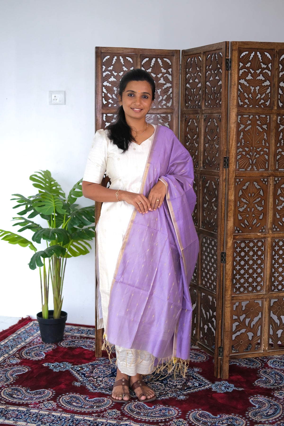 Pragya - Ivory Raw Silk Kurti Set