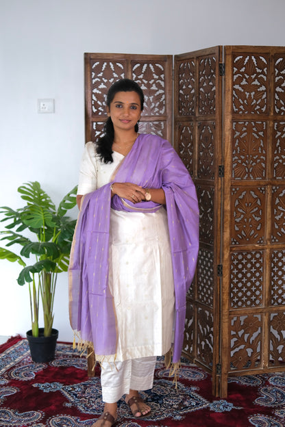 Pragya - Ivory Raw Silk Kurti Set