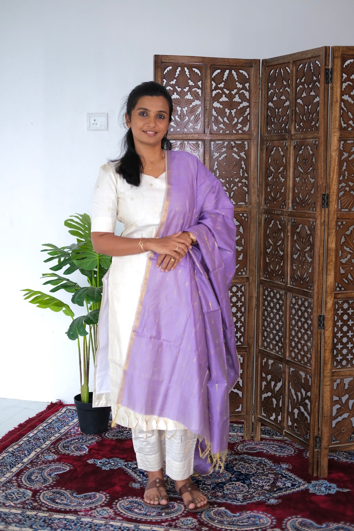 Pragya - Ivory Raw Silk Kurti Set