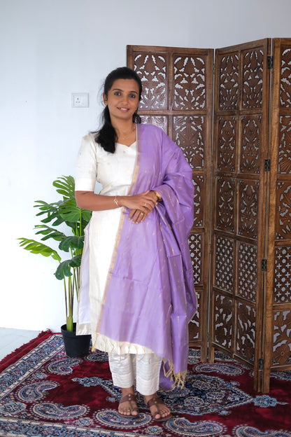 Pragya - Ivory Raw Silk Kurti Set