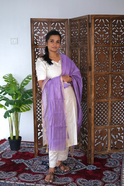 Pragya - Ivory Raw Silk Kurti Set