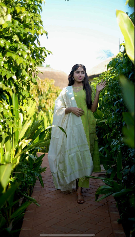 Laya - Green 3 Pcs Kurti Set