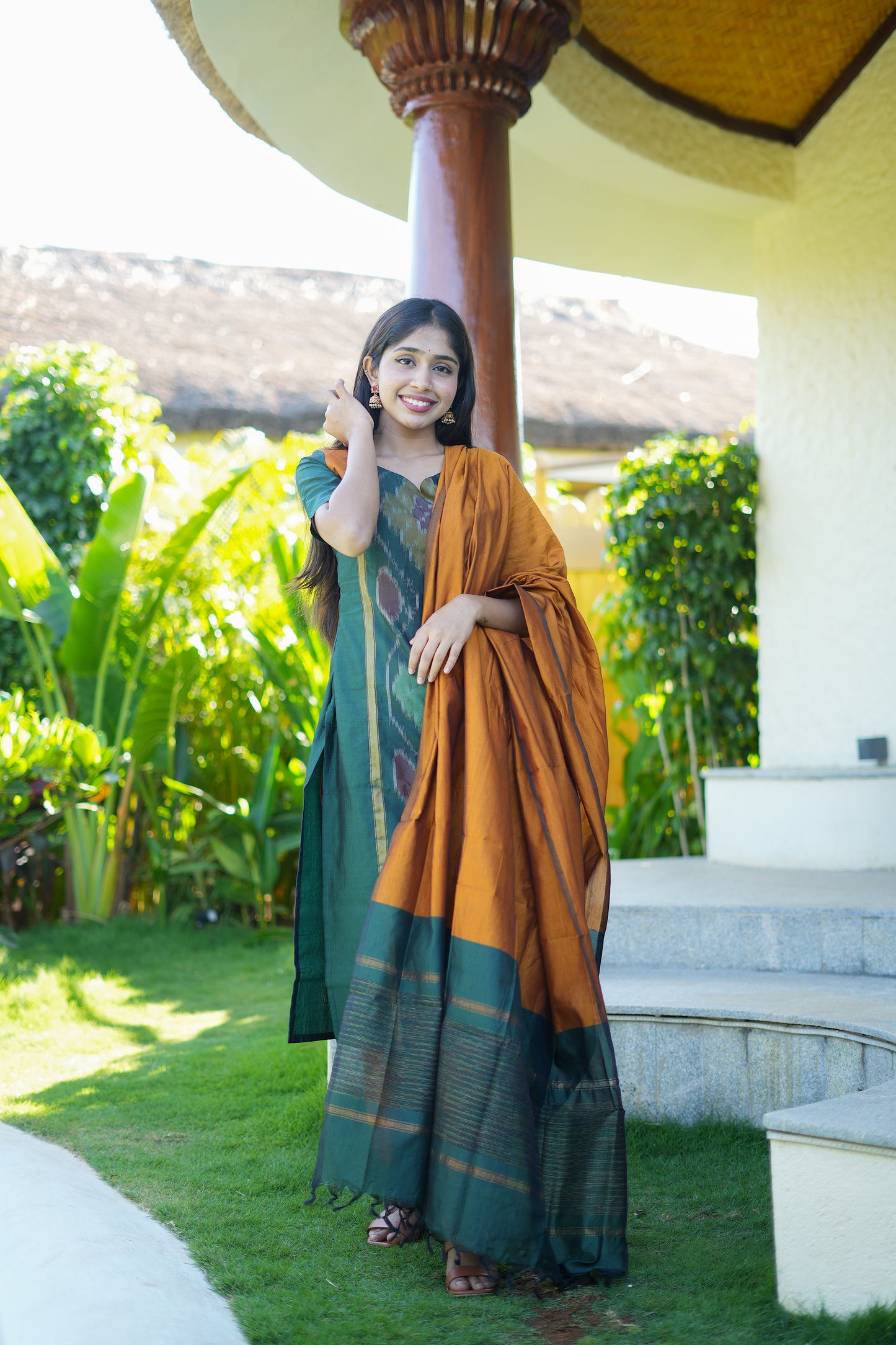 Sashvi - Bottle Green 3 Pcs Kurti Set