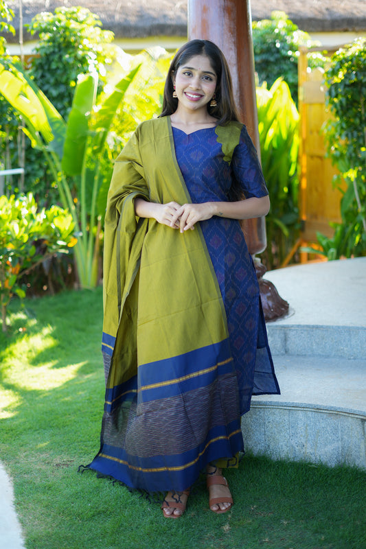 Sashvi - Night Blue 3 Pcs Kurti Set