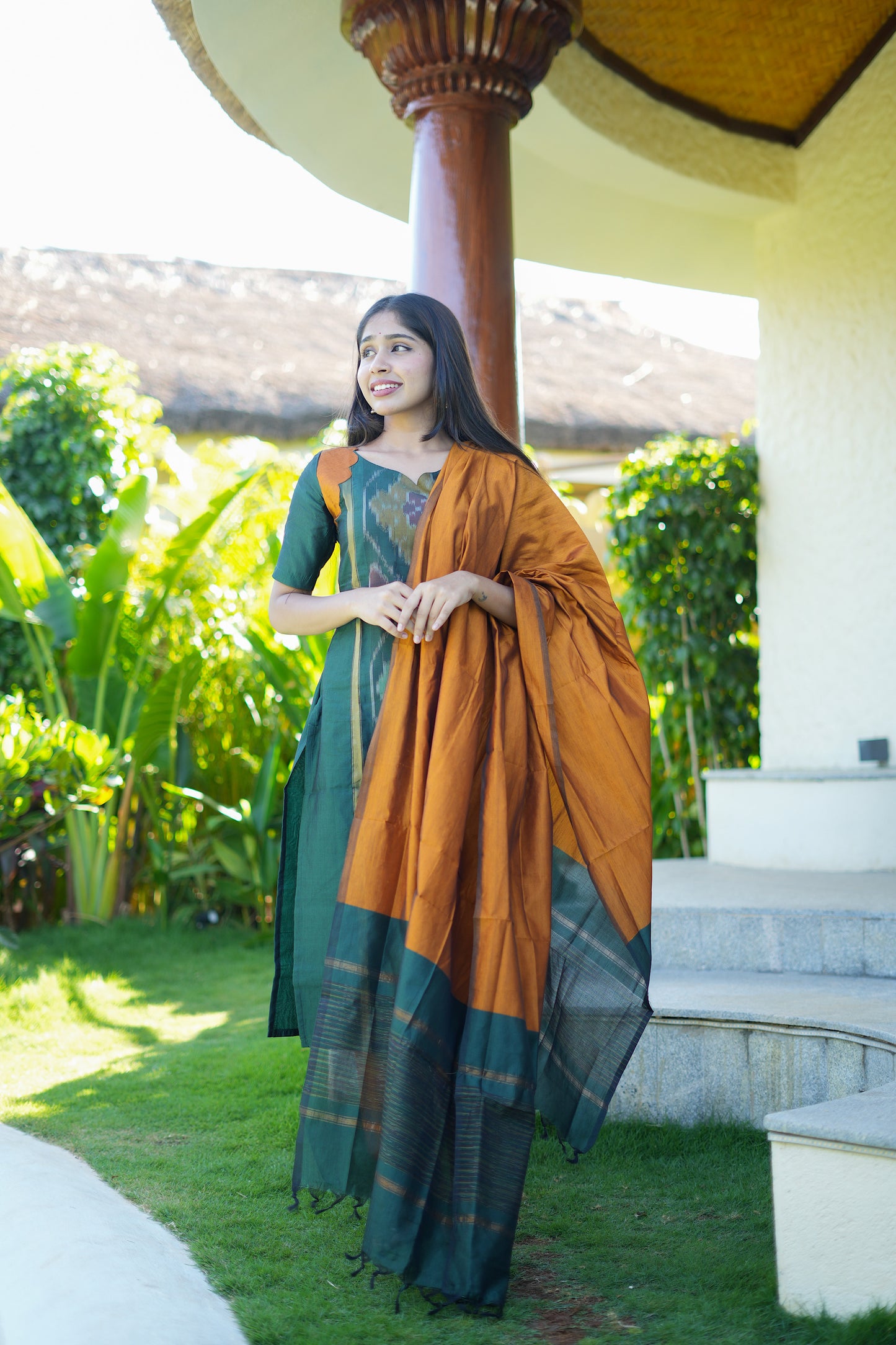 Sashvi - Bottle Green 3 Pcs Kurti Set