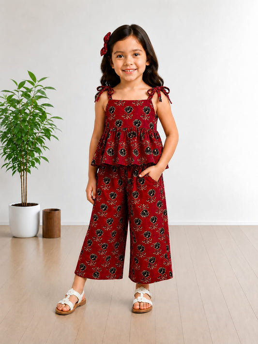 Kamali - Red Kids Peplum Night Suit