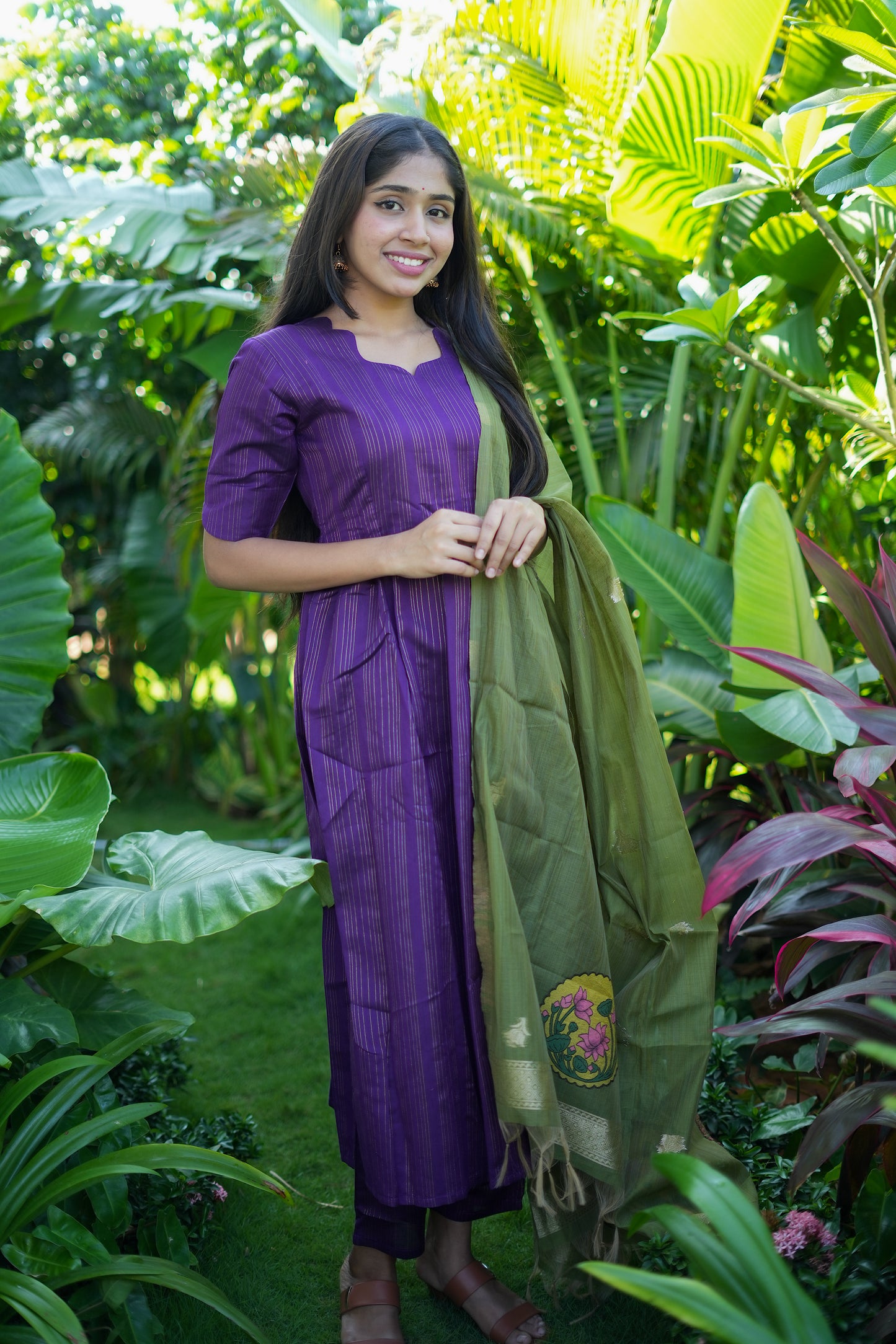 Diya - Violet Raw Silk Kurta Set