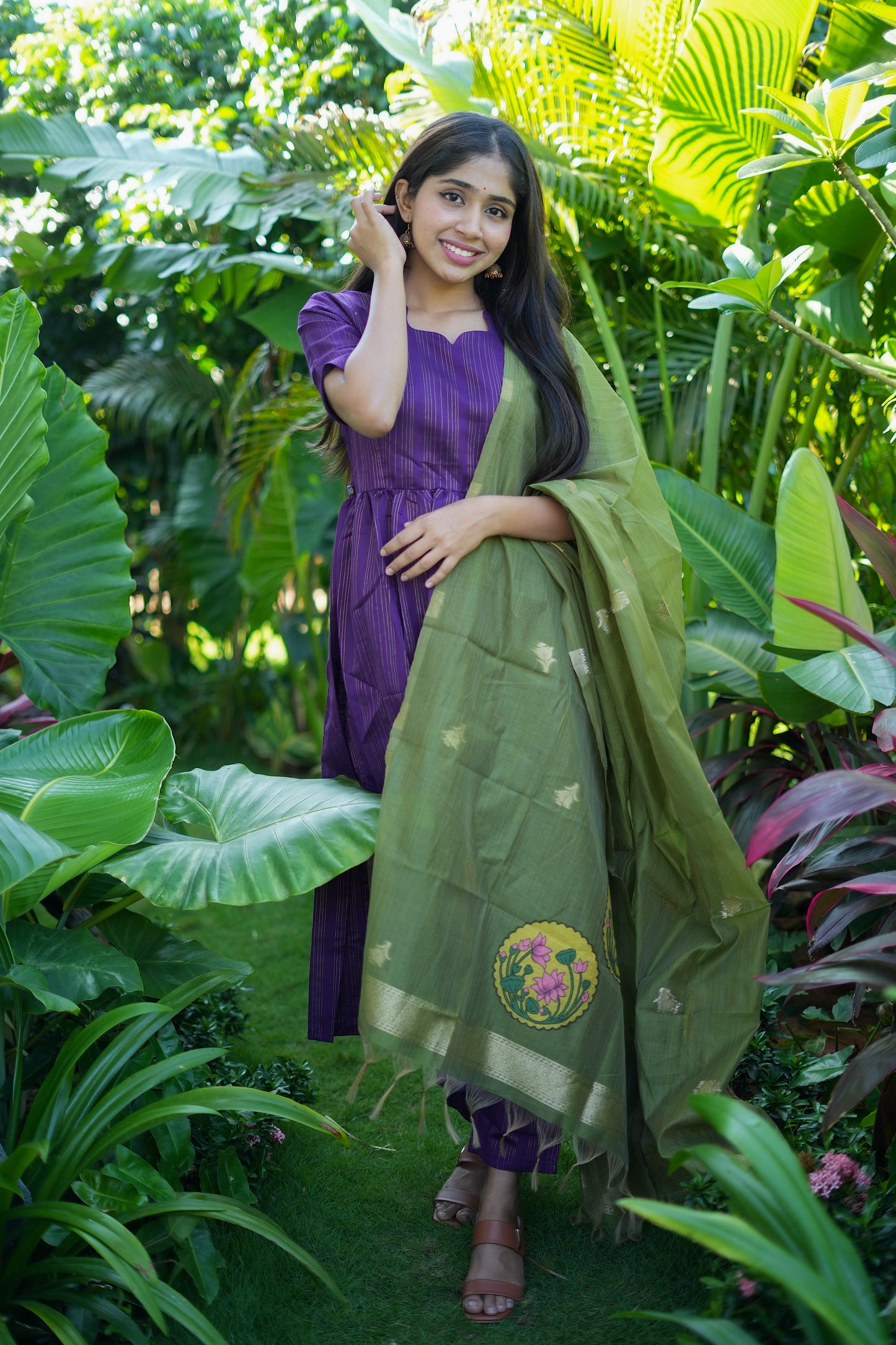 Diya - Violet Raw Silk Kurta Set