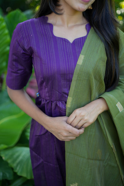 Diya - Violet Raw Silk Kurta Set