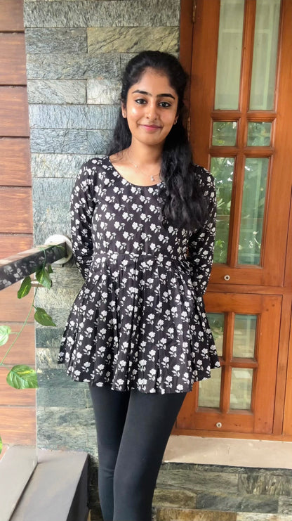 Isha - Black Peplum Top