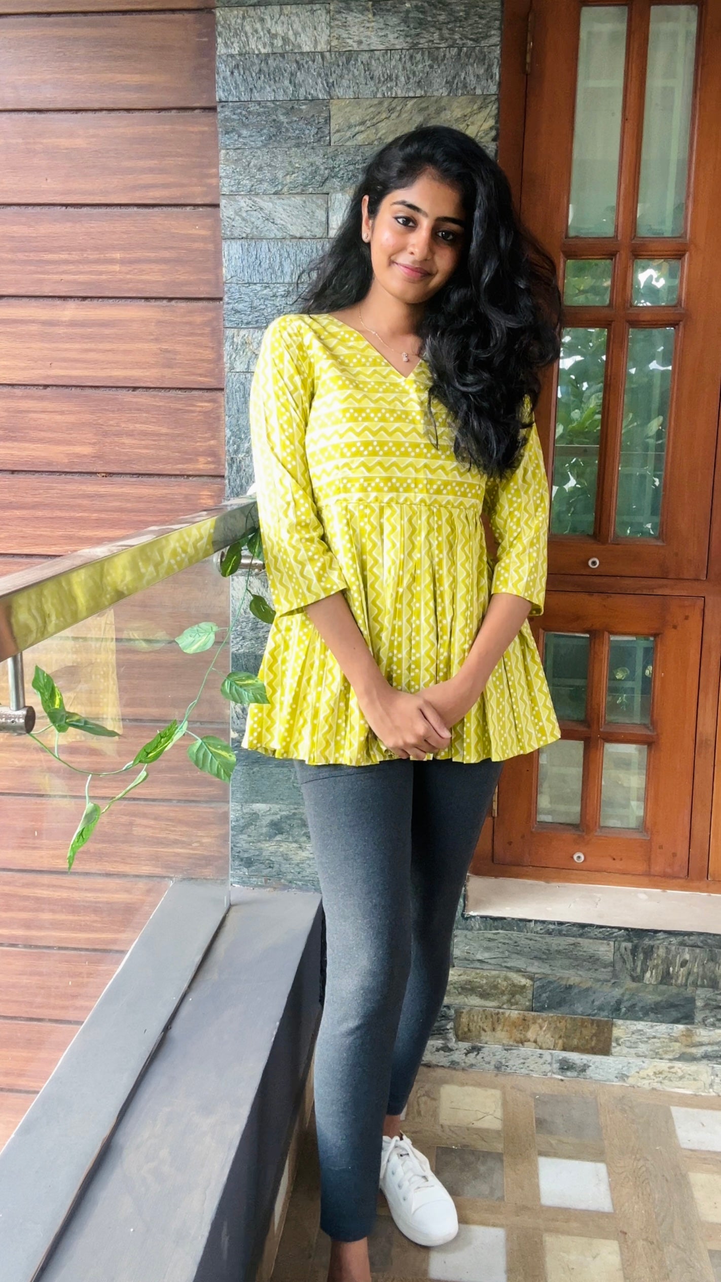 Isha - Green Peplum Top