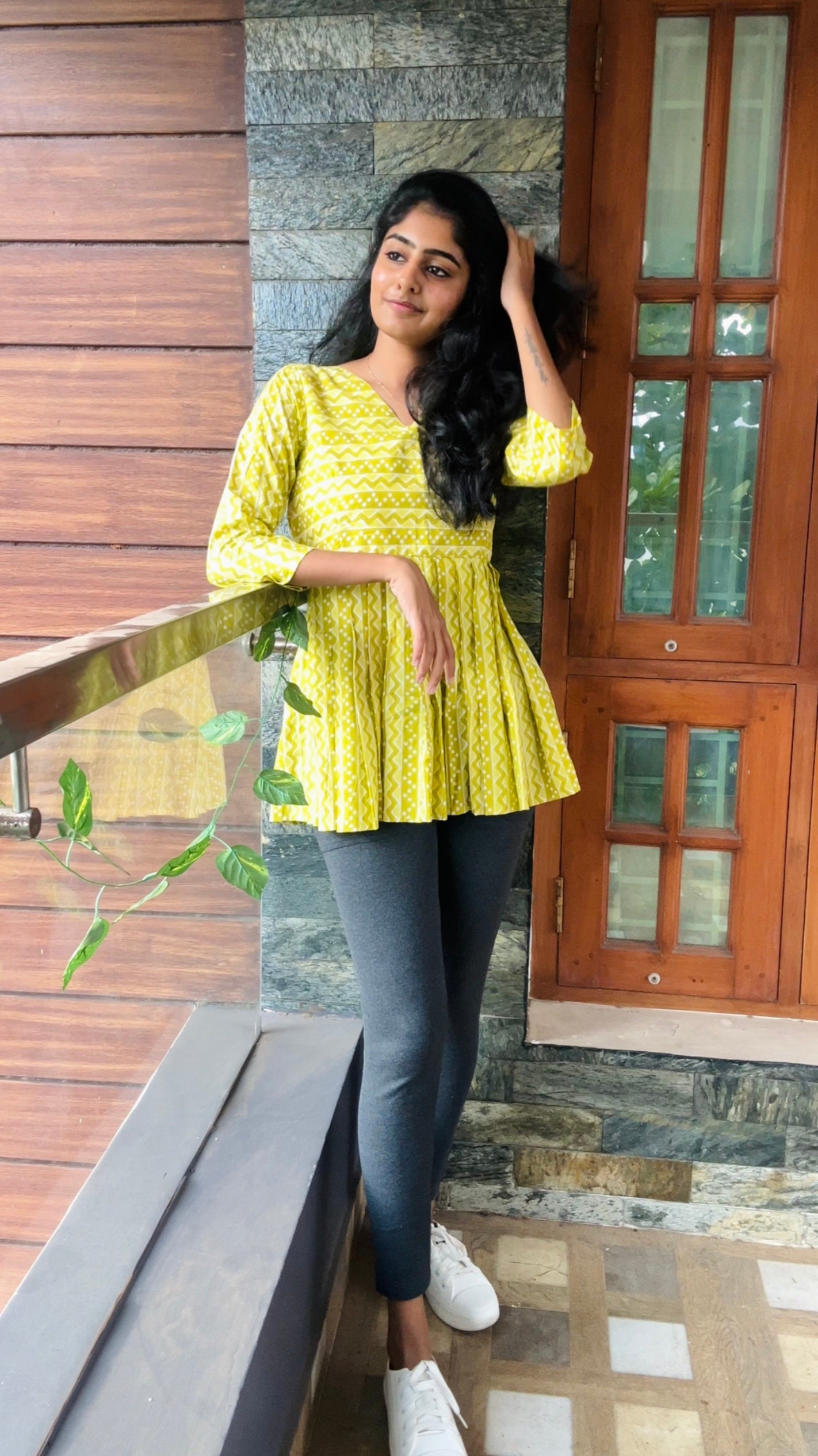 Isha - Green Peplum Top