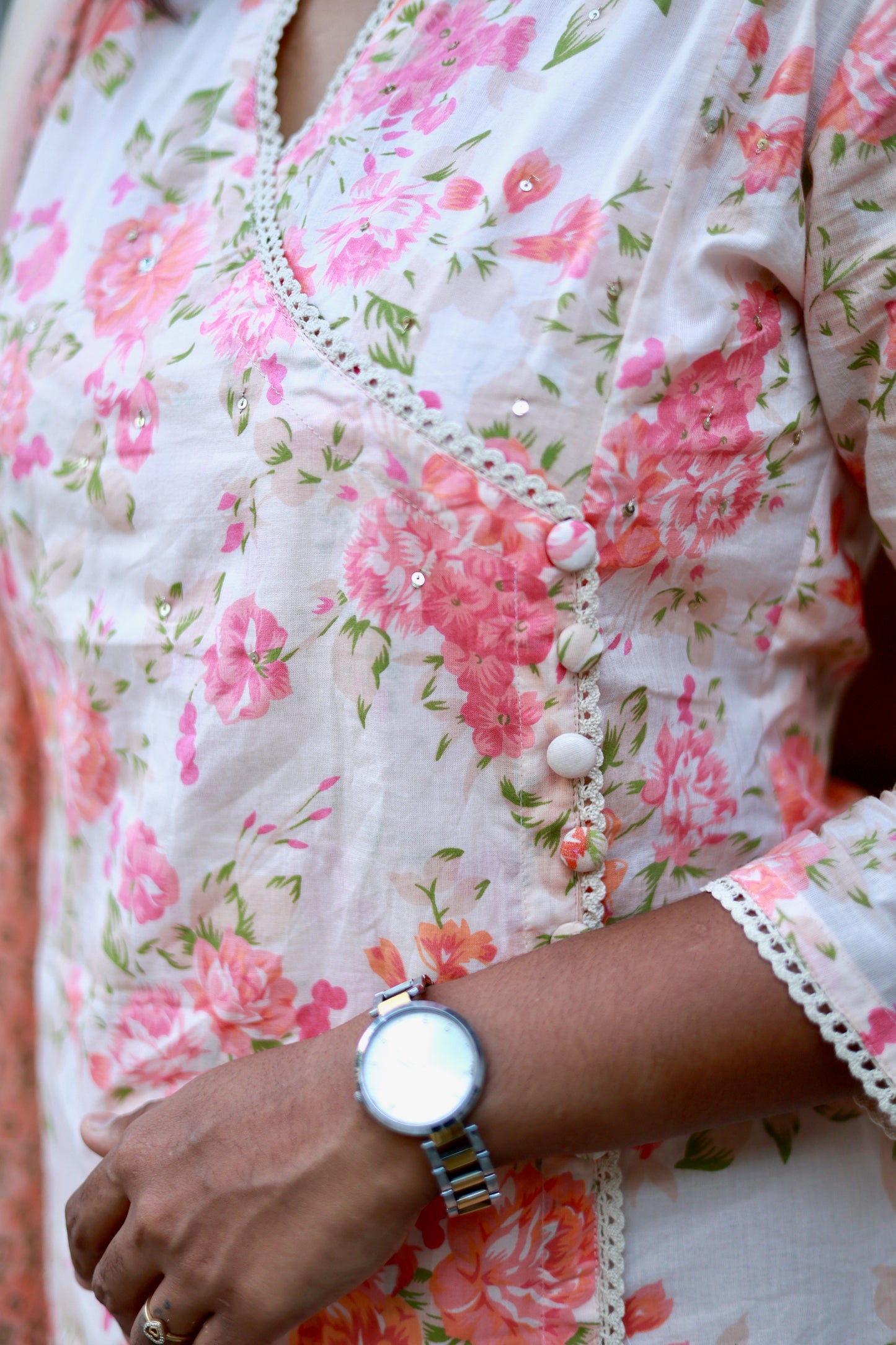 Aditi - Peach Floral Kurta Set